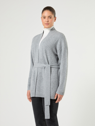 Wool and cashmere cardigan - MEDIUM GREY - Marina Rinaldi - 3