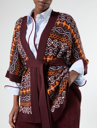 Cardigan aus Wolle mit Jacquardmuster - BRAUN BORDEAUX - Marina Rinaldi - 5