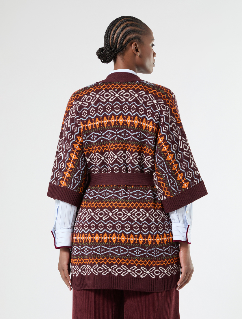 Cardigan aus Wolle mit Jacquardmuster - BRAUN BORDEAUX - Marina Rinaldi - 4
