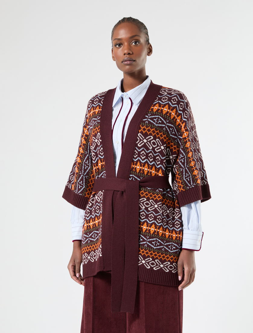 Cardigan aus Wolle mit Jacquardmuster - BRAUN BORDEAUX - Marina Rinaldi - 3