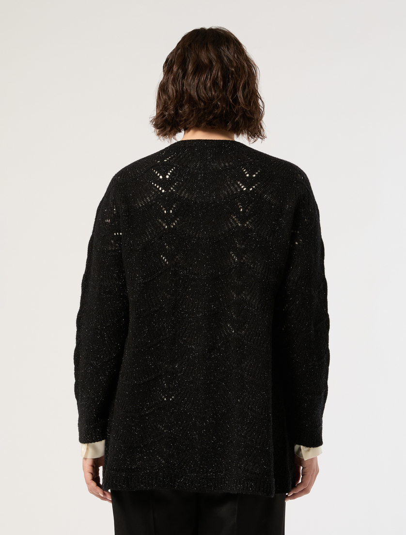 Open-knit wool cardigan - CZARNY - Marina Rinaldi - 4