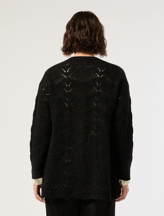 Open-knit wool cardigan - CZARNY - Marina Rinaldi - 4