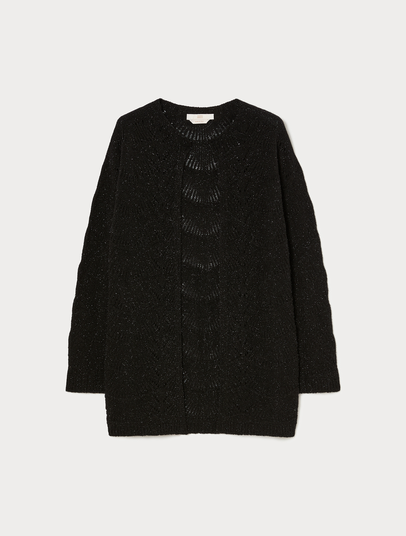 Open-knit wool cardigan - CZARNY - Marina Rinaldi