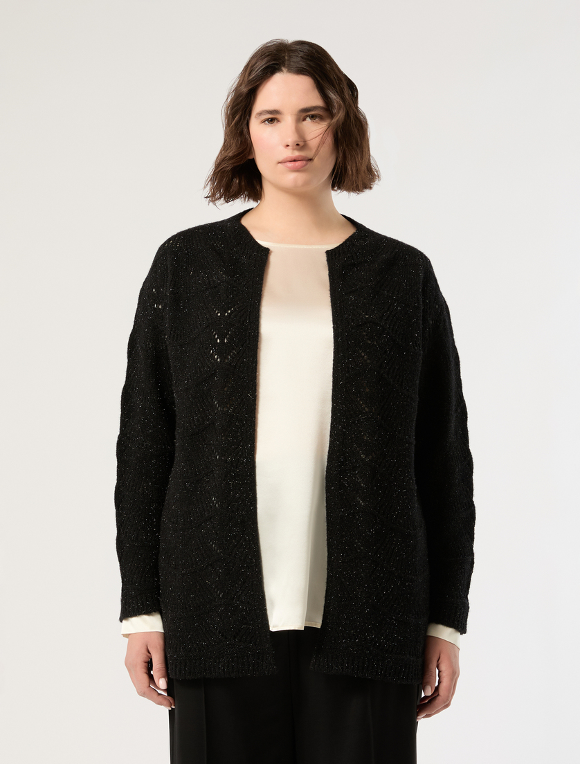 Open-knit wool cardigan - CZARNY - Marina Rinaldi - 3