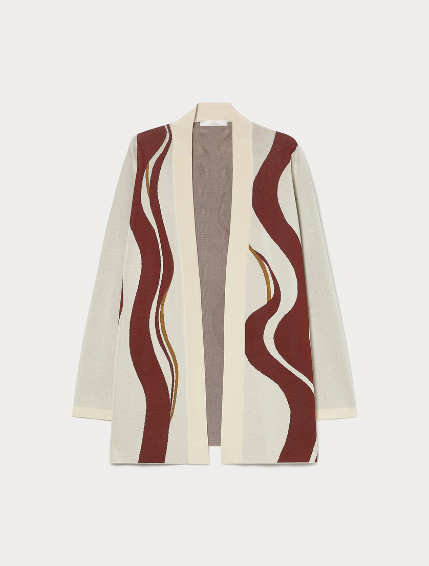 Jacquard viscose cardigan - IVORY - Marina Rinaldi