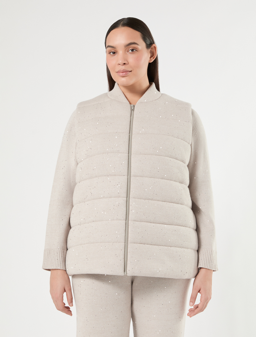 Weste aus Wollmischung mit Pailletten - TAUBENGRAU - Marina Rinaldi - 3