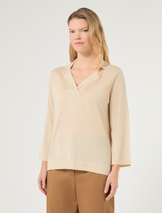 Silk and cashmere sweater - SAND