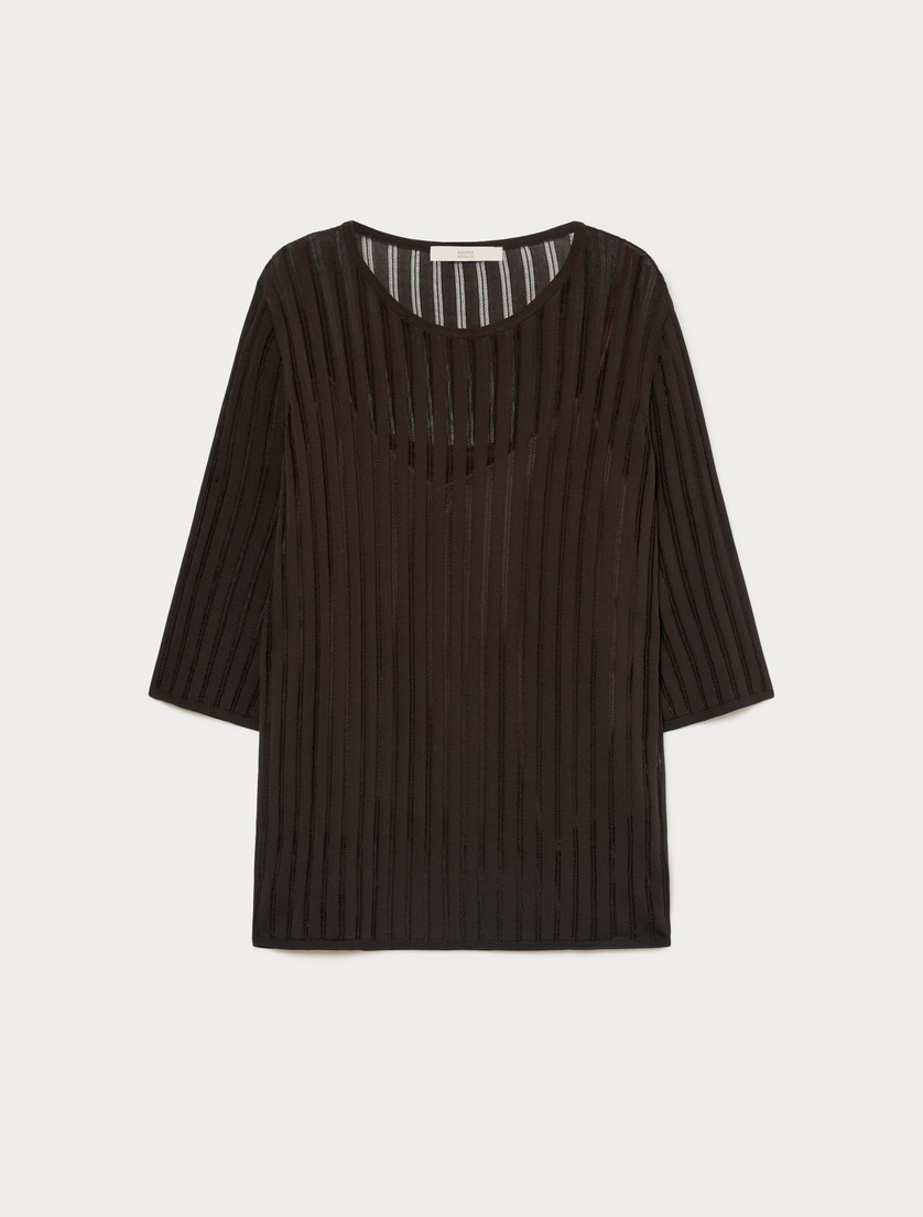 Ribbed viscose jumper - DARK BROWN - Marina Rinaldi