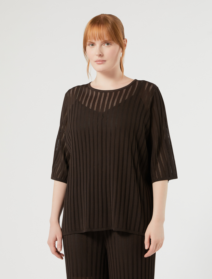Ribbed viscose jumper - DARK BROWN - Marina Rinaldi - 3
