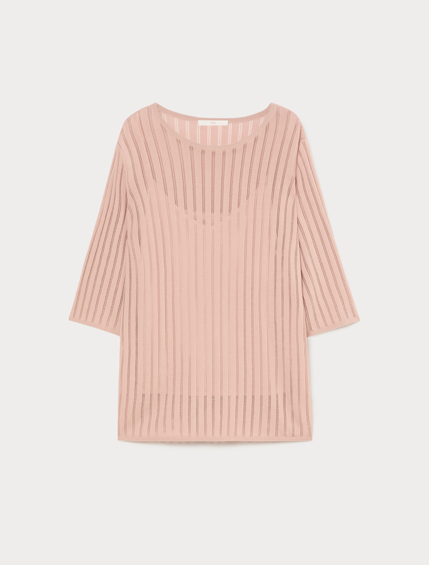 Ribbed viscose jumper - ANTIQUE ROSE - Marina Rinaldi