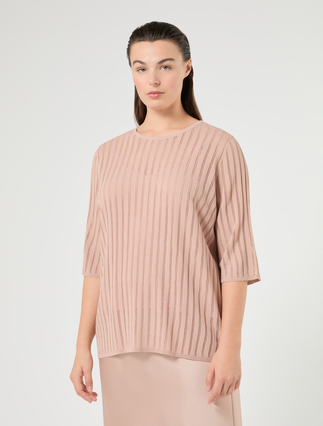 Ribbed viscose jumper - ANTIQUE ROSE - Marina Rinaldi - 3