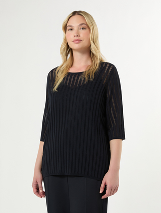 Ribbed viscose jumper - MIDNIGHTBLUE - Marina Rinaldi - 3