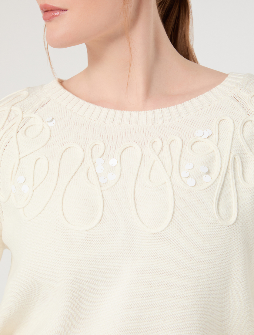 Cotton cordonnet sweater - WHITE - Marina Rinaldi - 5