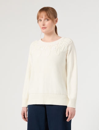 Cotton cordonnet sweater - WHITE - Marina Rinaldi - 3