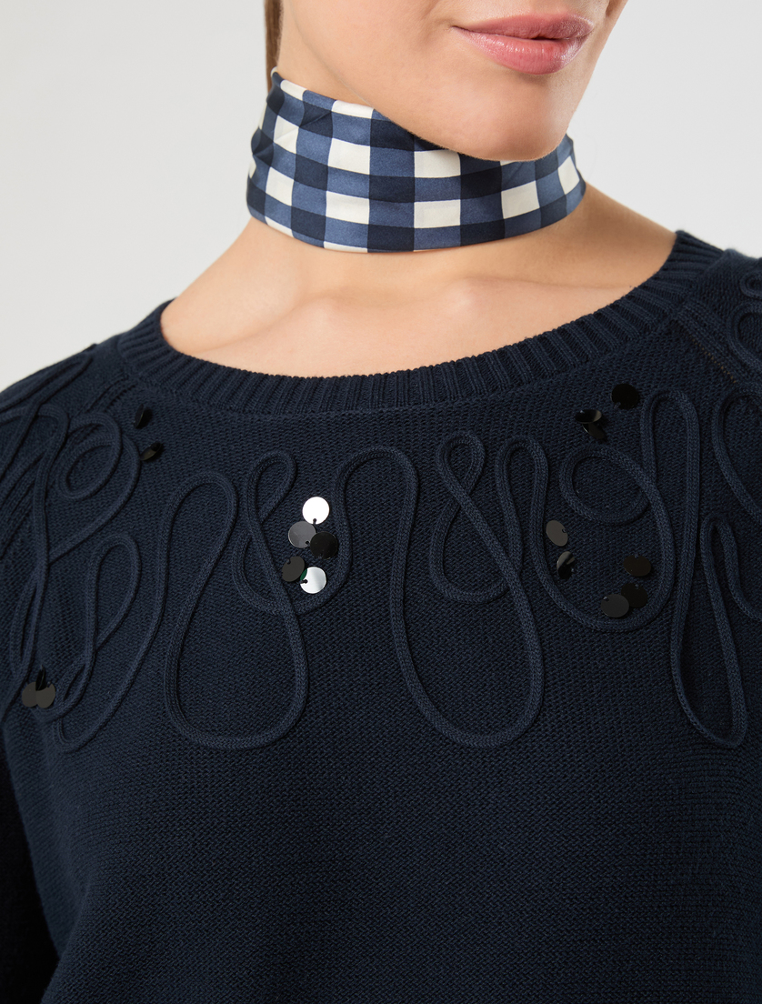 Pull en cordonnet de coton - BLEU - Marina Rinaldi - 5