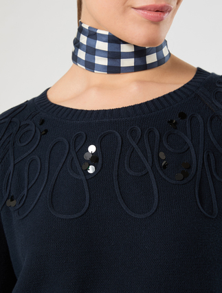 Pull en cordonnet de coton - BLEU - Marina Rinaldi - 5