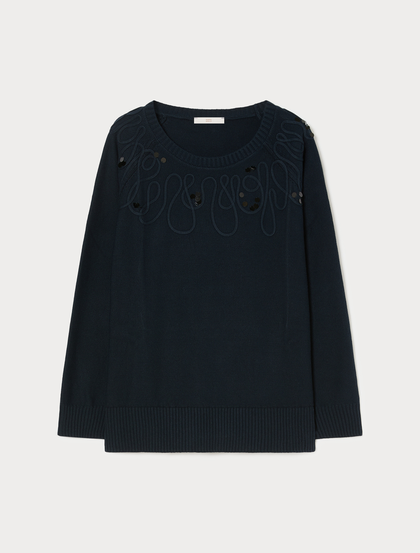 Pull en cordonnet de coton - BLEU - Marina Rinaldi