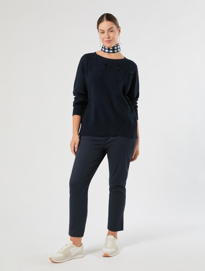 Pull en cordonnet de coton - BLEU - Marina Rinaldi - 2