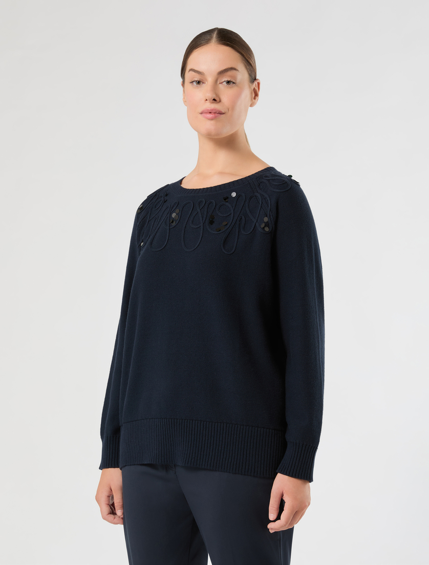 Pull en cordonnet de coton - BLEU - Marina Rinaldi - 3