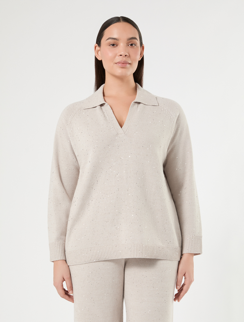 Pullover Wollmischung mit Pailletten - TAUBENGRAU - Marina Rinaldi - 3