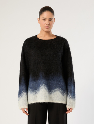 Jacquard mohair sweater - CZARNO-BIAŁY - Marina Rinaldi - 3