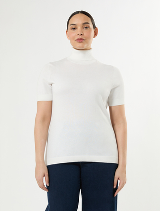 Pull en fil de coton mélangé - BLANC