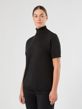 Cotton-blend yarn sweater - BLACK