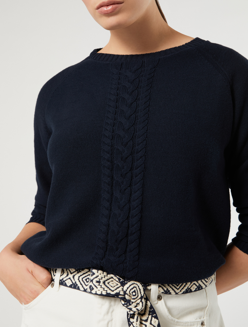 Cotton cordonnet sweater - NAVY - Marina Rinaldi - 5