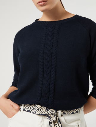 Cotton cordonnet sweater - NAVY - Marina Rinaldi - 5