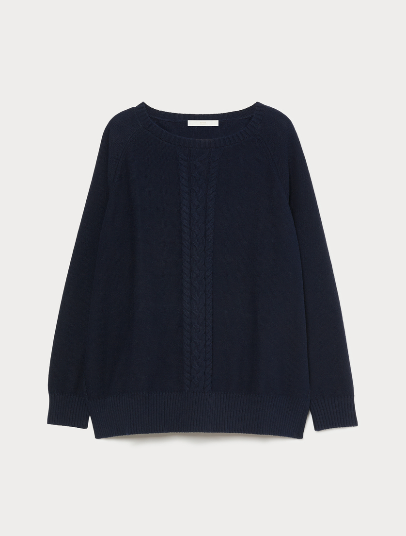 Cotton cordonnet sweater - NAVY - Marina Rinaldi