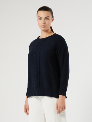 Cotton cordonnet sweater - NAVY - Marina Rinaldi - 3