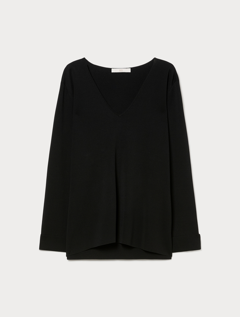 Jacquard viscose sweater - BLACK - Marina Rinaldi