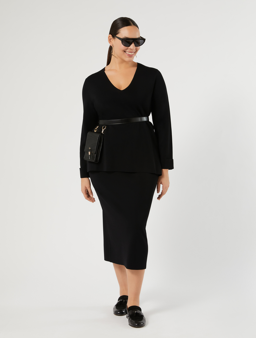 Jacquard viscose sweater - BLACK - Marina Rinaldi - 2