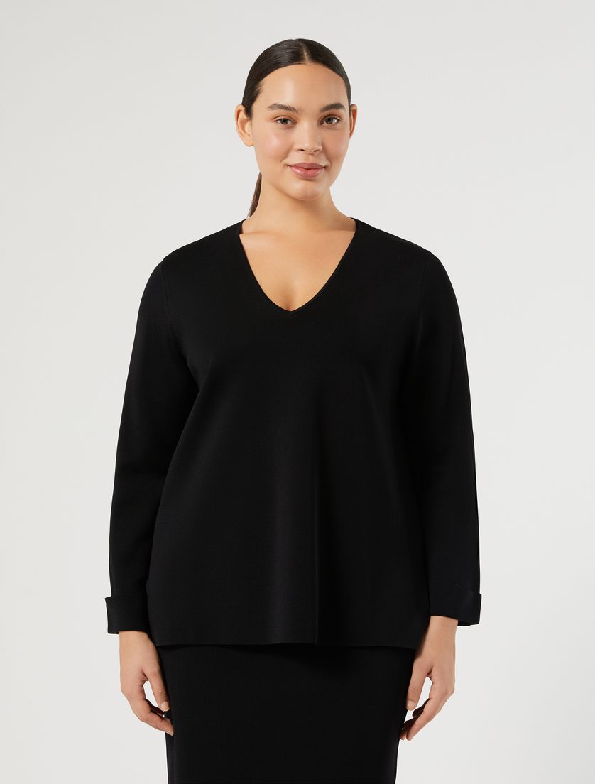 Jacquard viscose sweater - BLACK - Marina Rinaldi - 3
