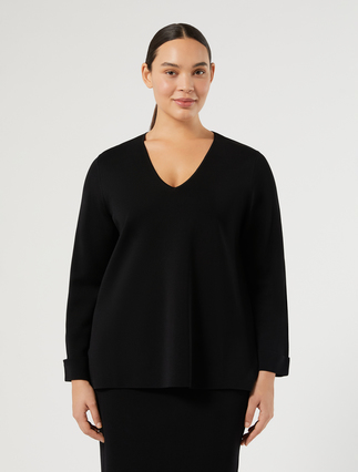 Jacquard viscose sweater - BLACK - Marina Rinaldi - 3