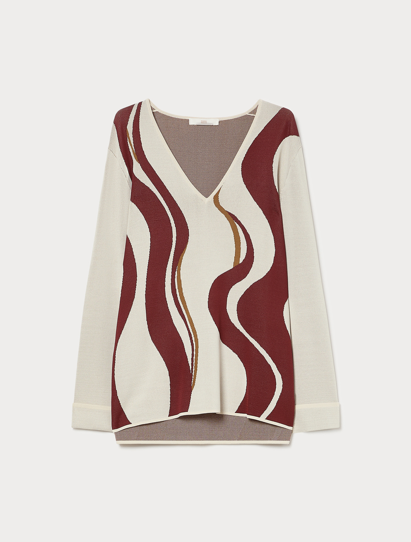 Jacquard viscose sweater - IVORY - Marina Rinaldi
