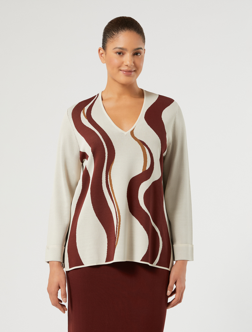 Jacquard viscose sweater - IVORY - Marina Rinaldi - 3