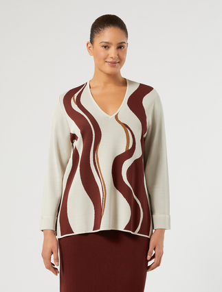 Jacquard viscose sweater - IVORY
