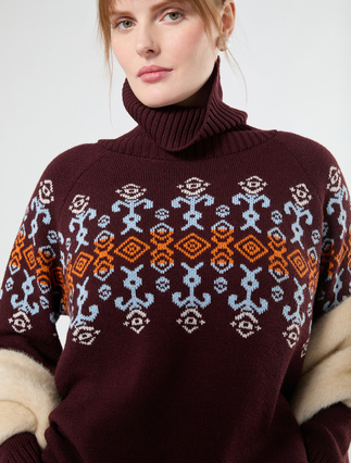 Pullover aus Jacquard-Wolle - BRAUN BORDEAUX - Marina Rinaldi - 5