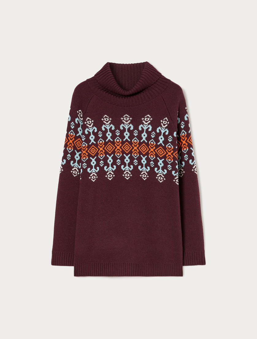 Pullover aus Jacquard-Wolle - BRAUN BORDEAUX - Marina Rinaldi