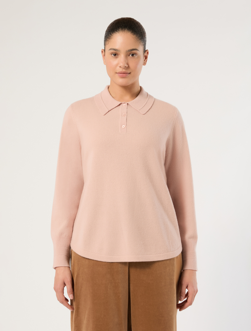 Cashmere polo sweater - PINK - Marina Rinaldi - 3