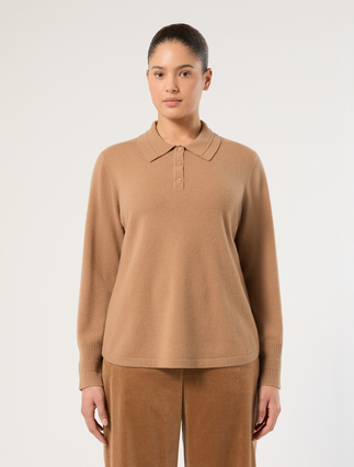 Cashmere polo sweater - CAMEL - Marina Rinaldi - 3