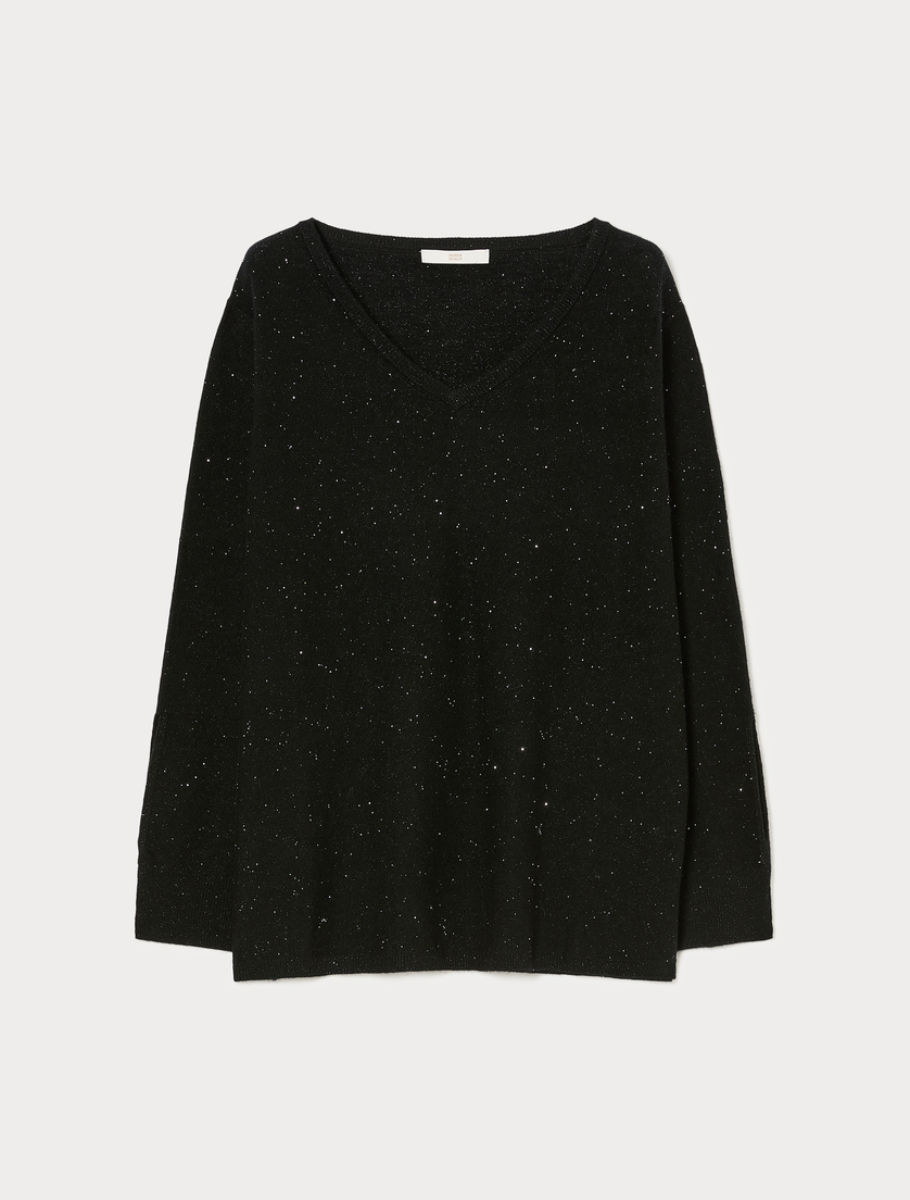 Sequinned wool sweater - BLACK - Marina Rinaldi