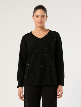 Sequinned wool sweater - BLACK - Marina Rinaldi - 3