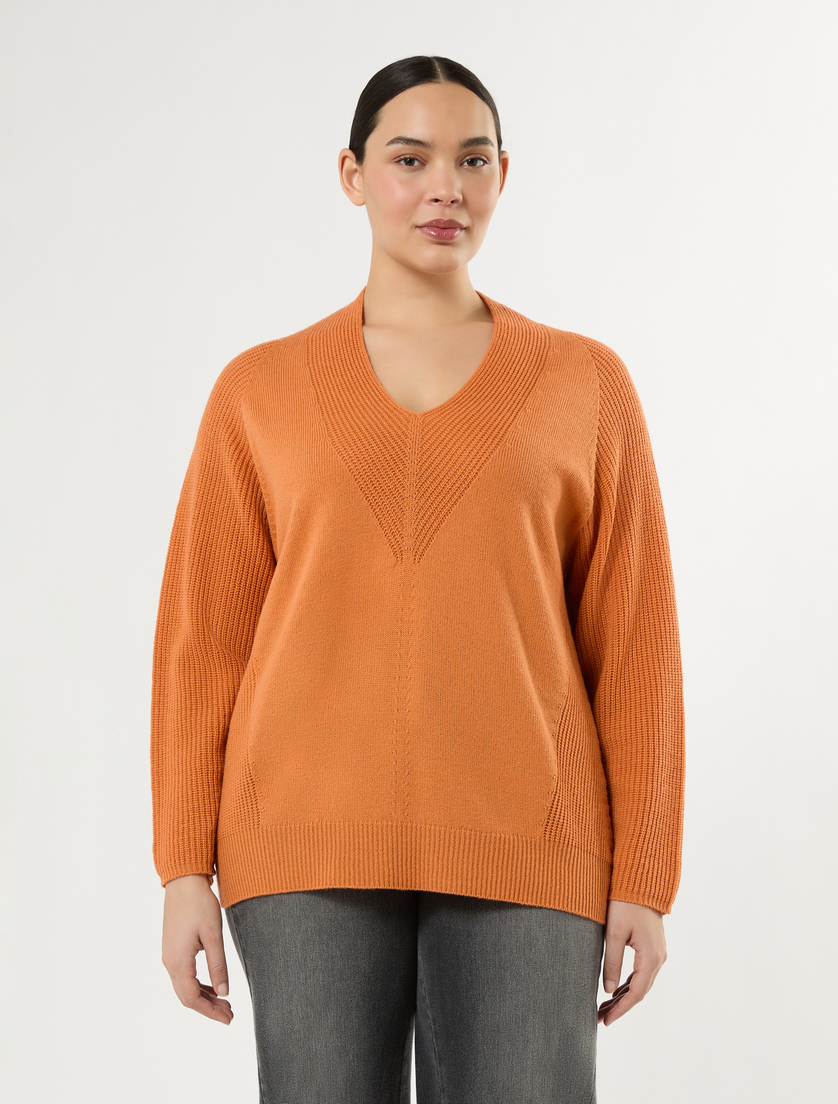 Blown wool-blend sweater - ORANGE - Marina Rinaldi - 3