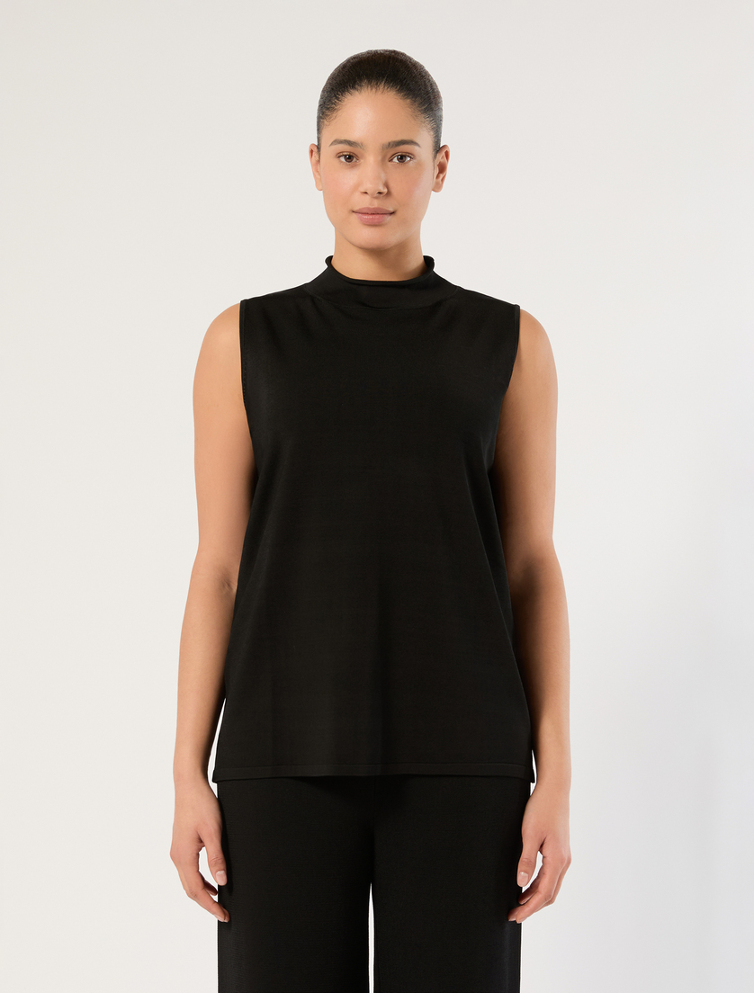 Viscose knit top - CZARNY - Marina Rinaldi - 3