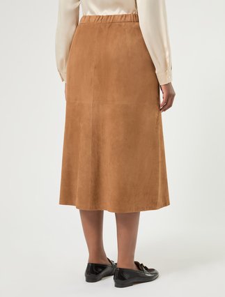 Jupe en cuir suédé - BISCUIT - Marina Rinaldi - 4