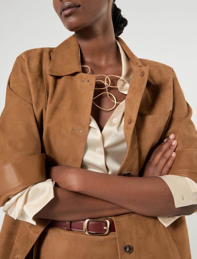 Veste en cuir suédé - BISCUIT - Marina Rinaldi - 5
