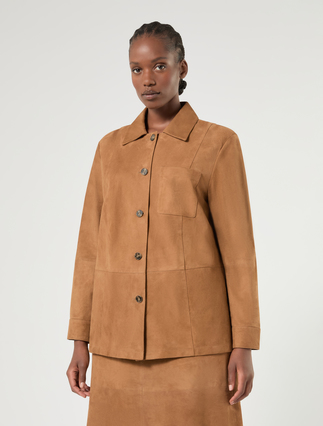 Veste en cuir suédé - BISCUIT