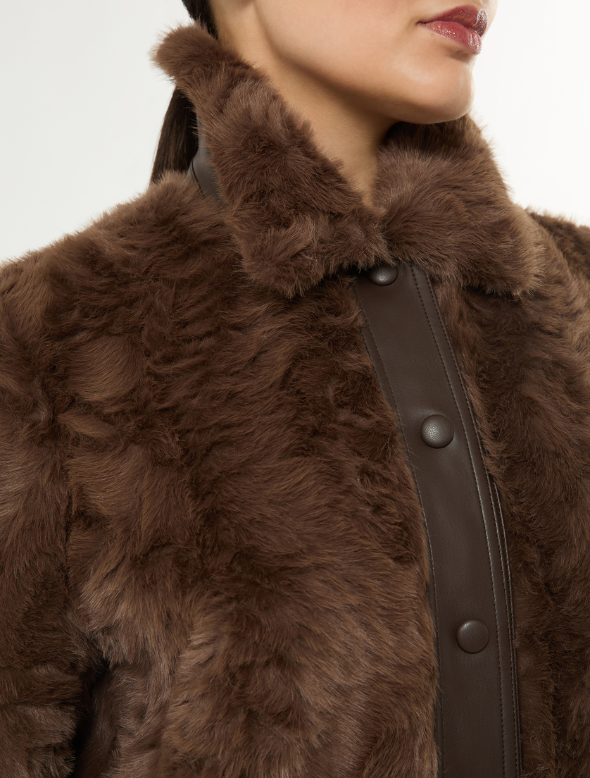 Fluffy-textured heavy jacket - HAZELNUT BROWN - Marina Rinaldi - 5